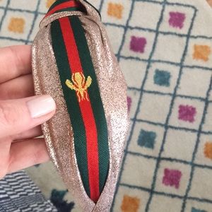 Top knot bee headband red and green